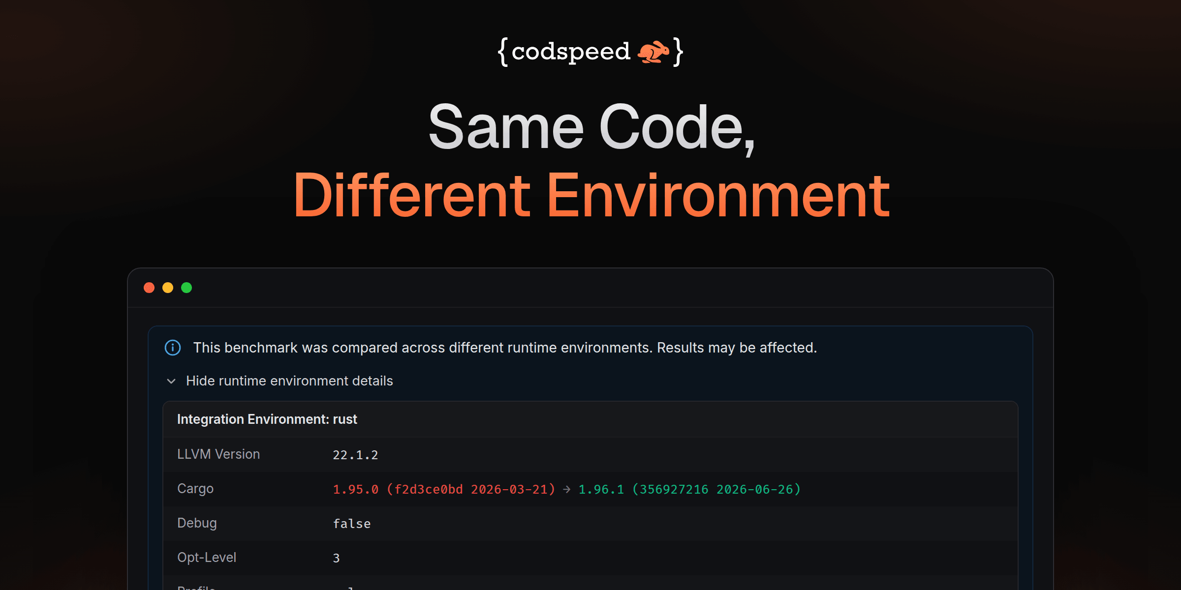 Environment diffs in run comparisons