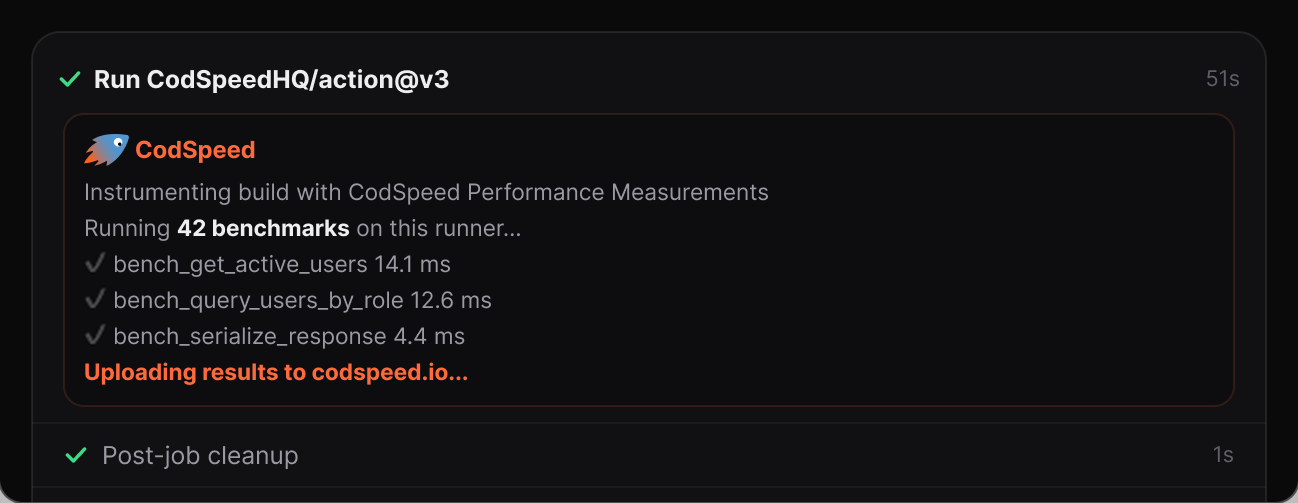 CodSpeed Latest Run screen
