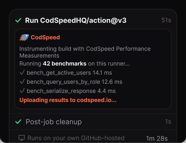 CodSpeed Latest Run screen
