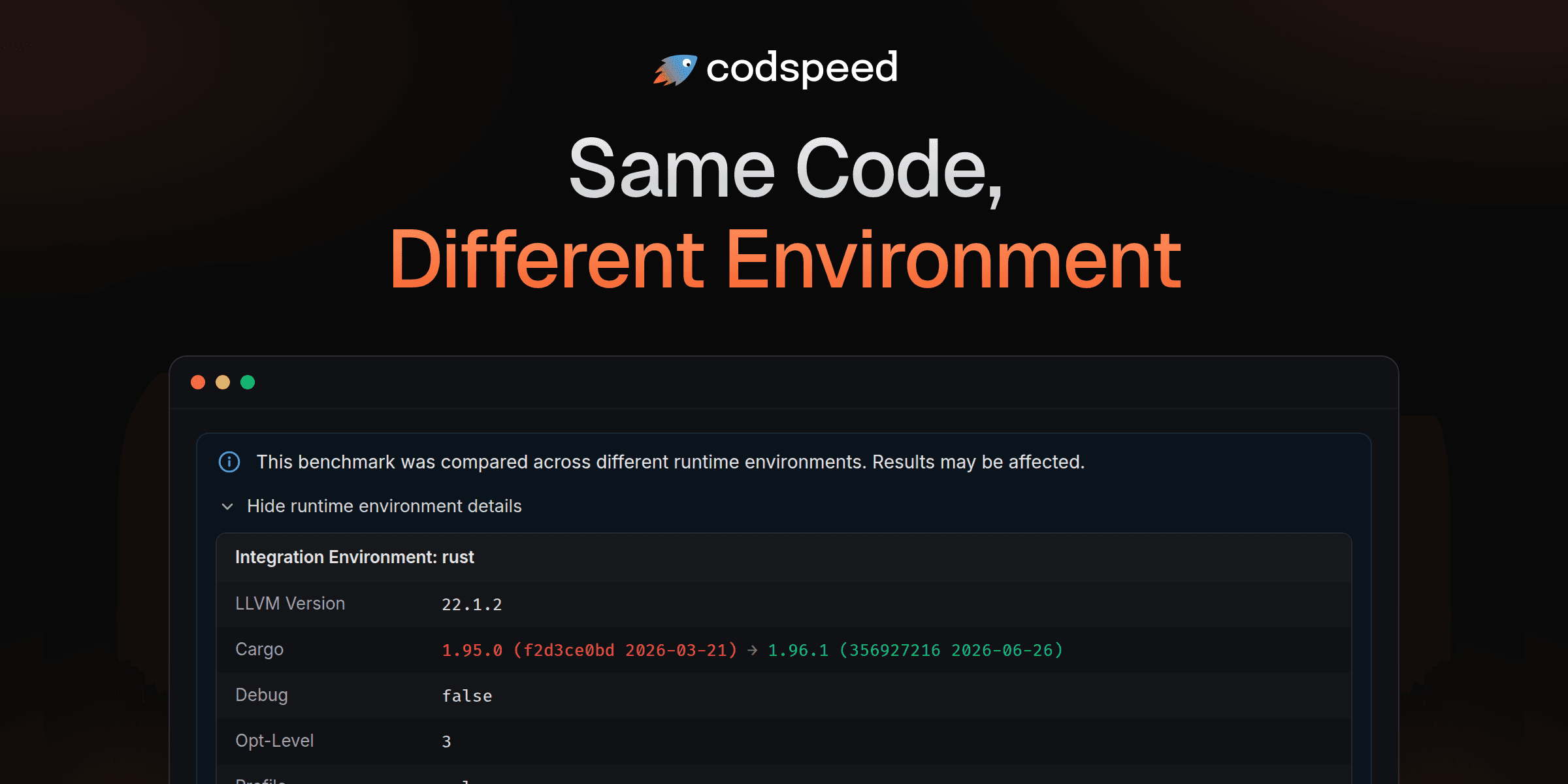 Environment diffs in run comparisons